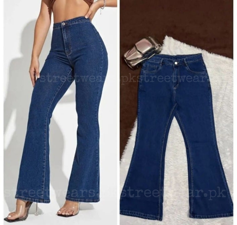 Dark-Blue Bell Bottom Jeans