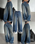 Faded Dark-Mid Blue Baggy Jeans
