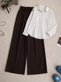White Button Down Shirt & Brown Flapper Trouser