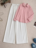 Baby Pink Button Down Shirt & White Flapper Trouser
