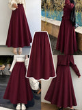 Maroon Flowy Maxi Skirt