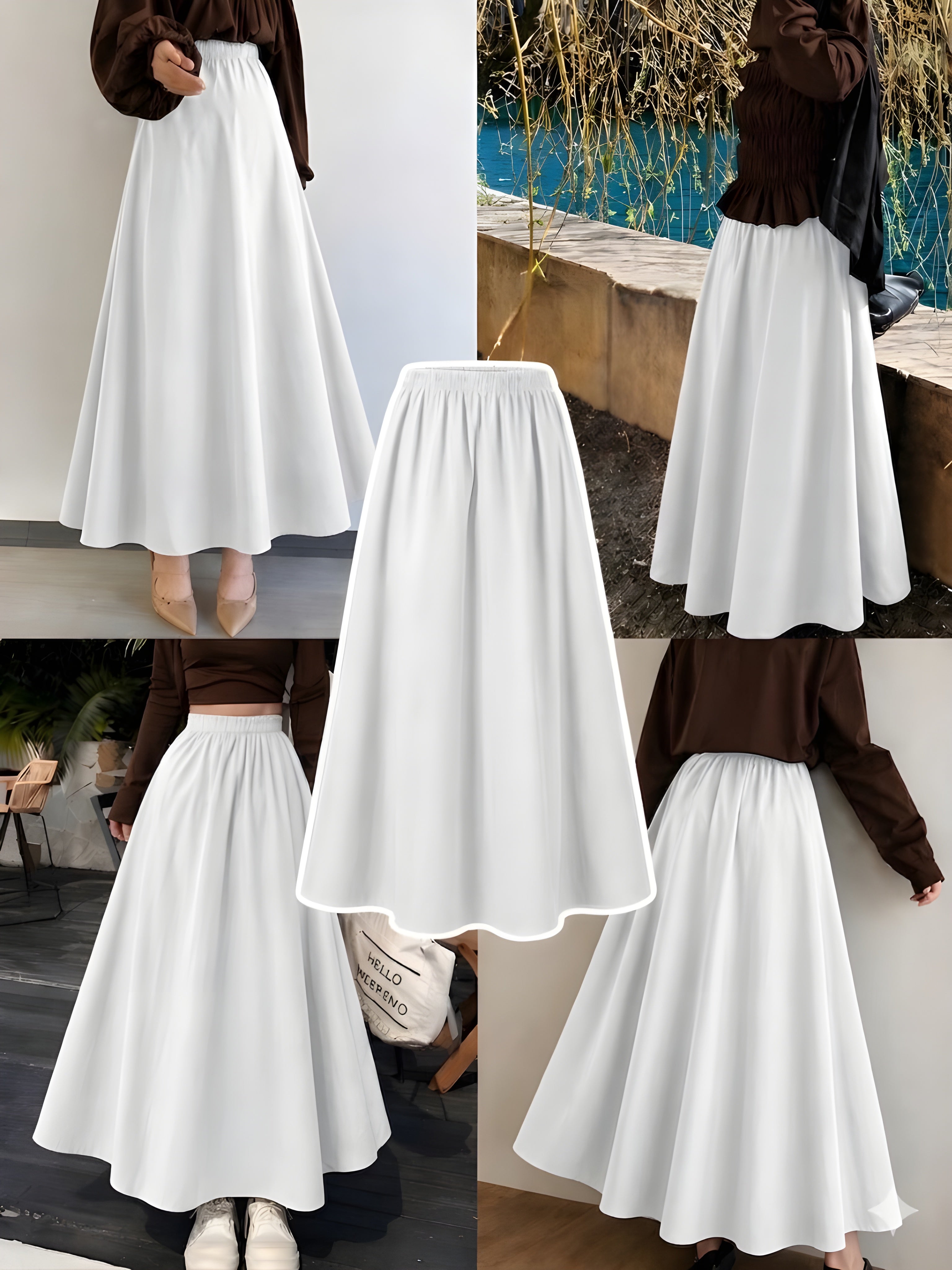 White Flowy Maxi Skirt