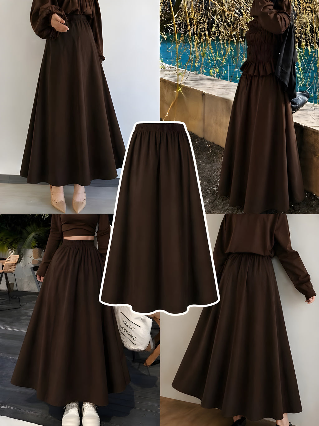 Brown Flowy Maxi Skirt