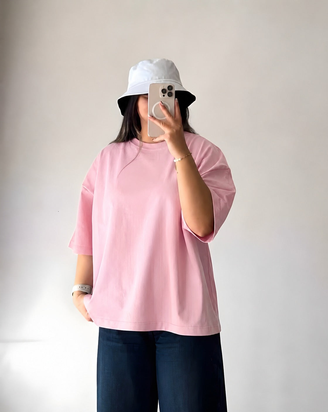 Baby-Pink Baggy Drop Shoulder