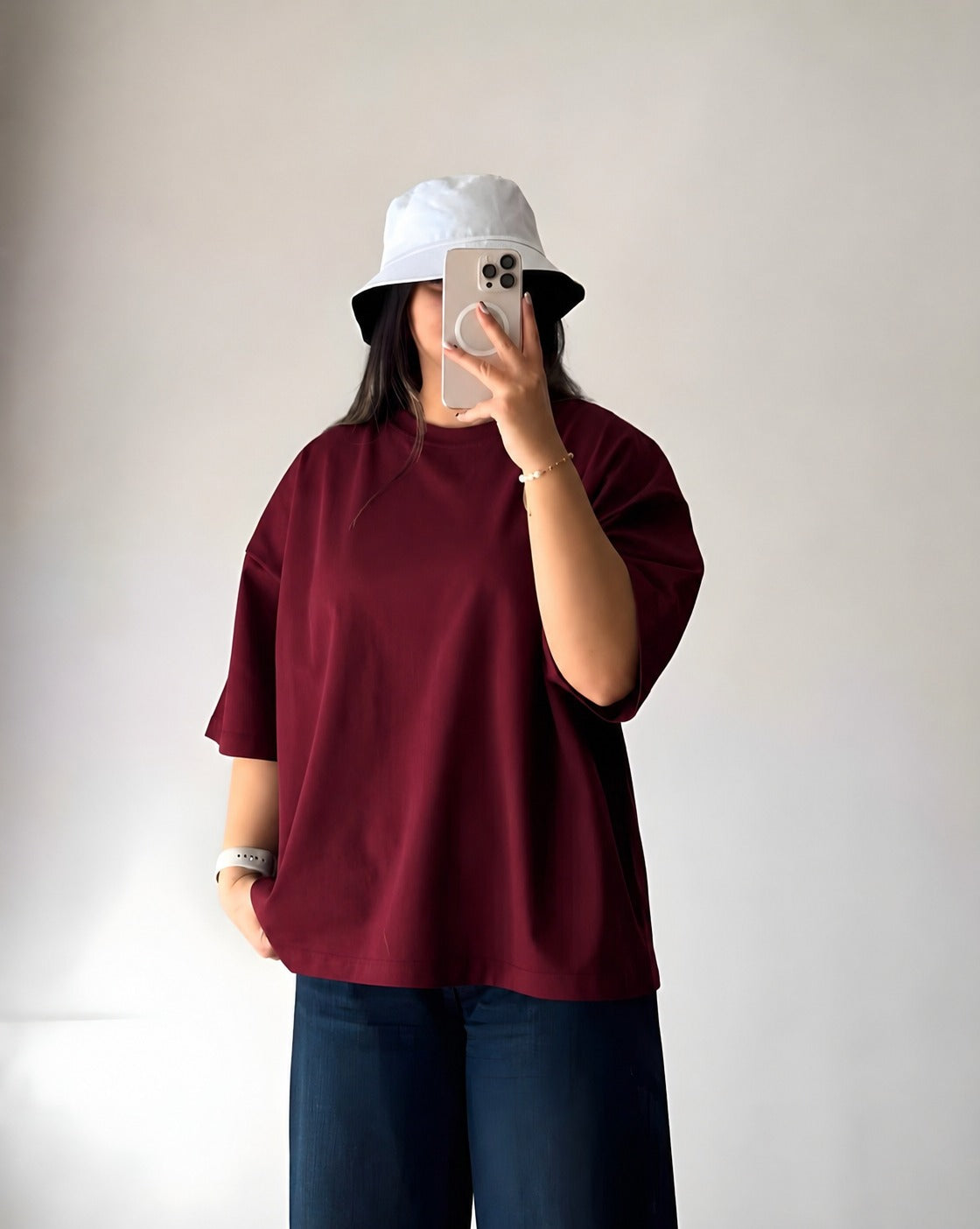 Maroon Baggy Drop Shoulder