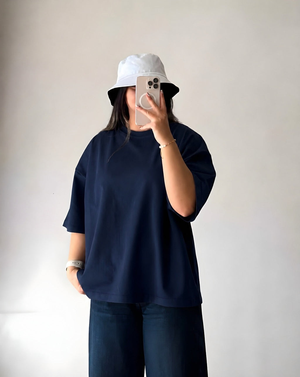 Navy-Blue Baggy Drop Shoulder