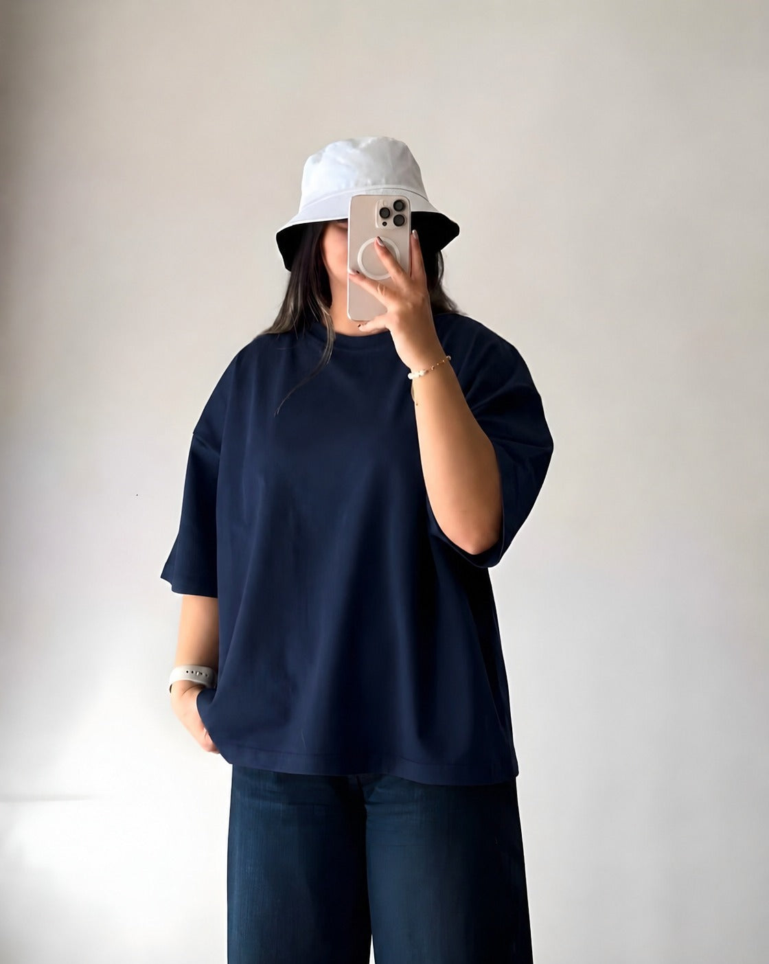 Navy-Blue Baggy Drop Shoulder