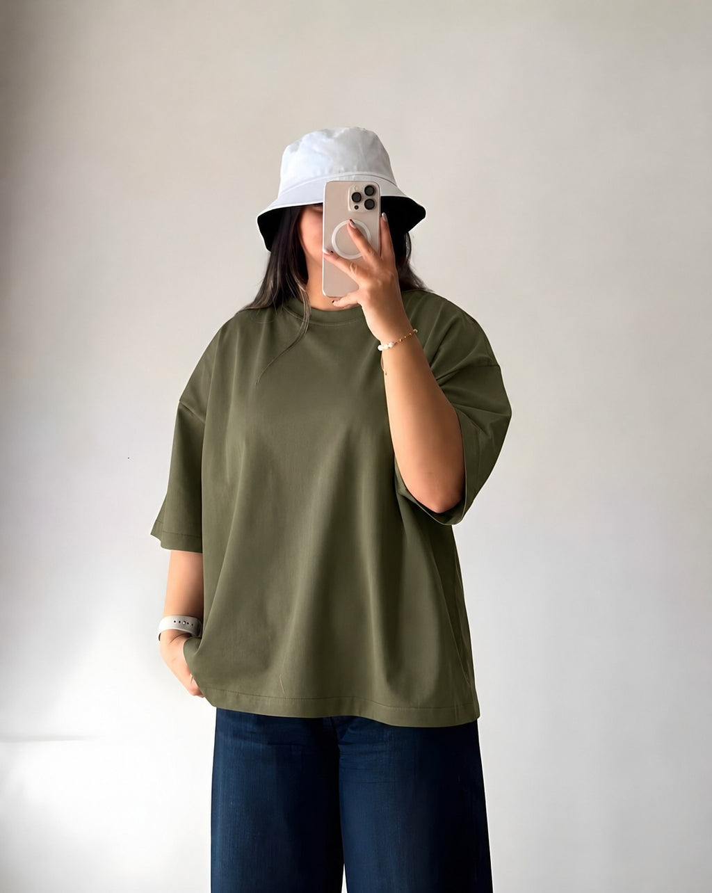 Olive Green Baggy Drop Shoulder