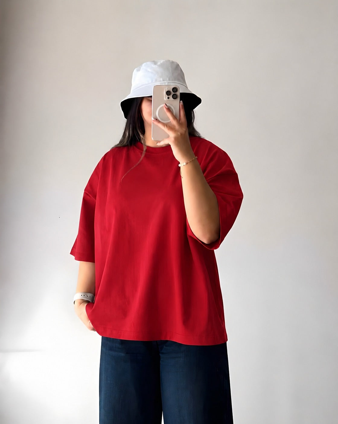 Red Baggy Drop Shoulder