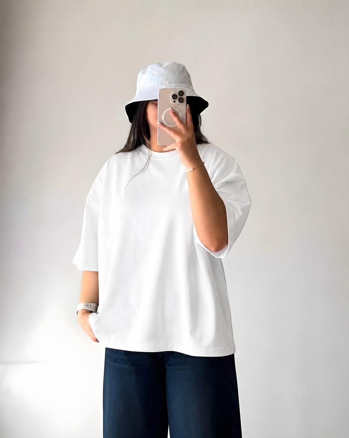 White Baggy Drop Shoulder