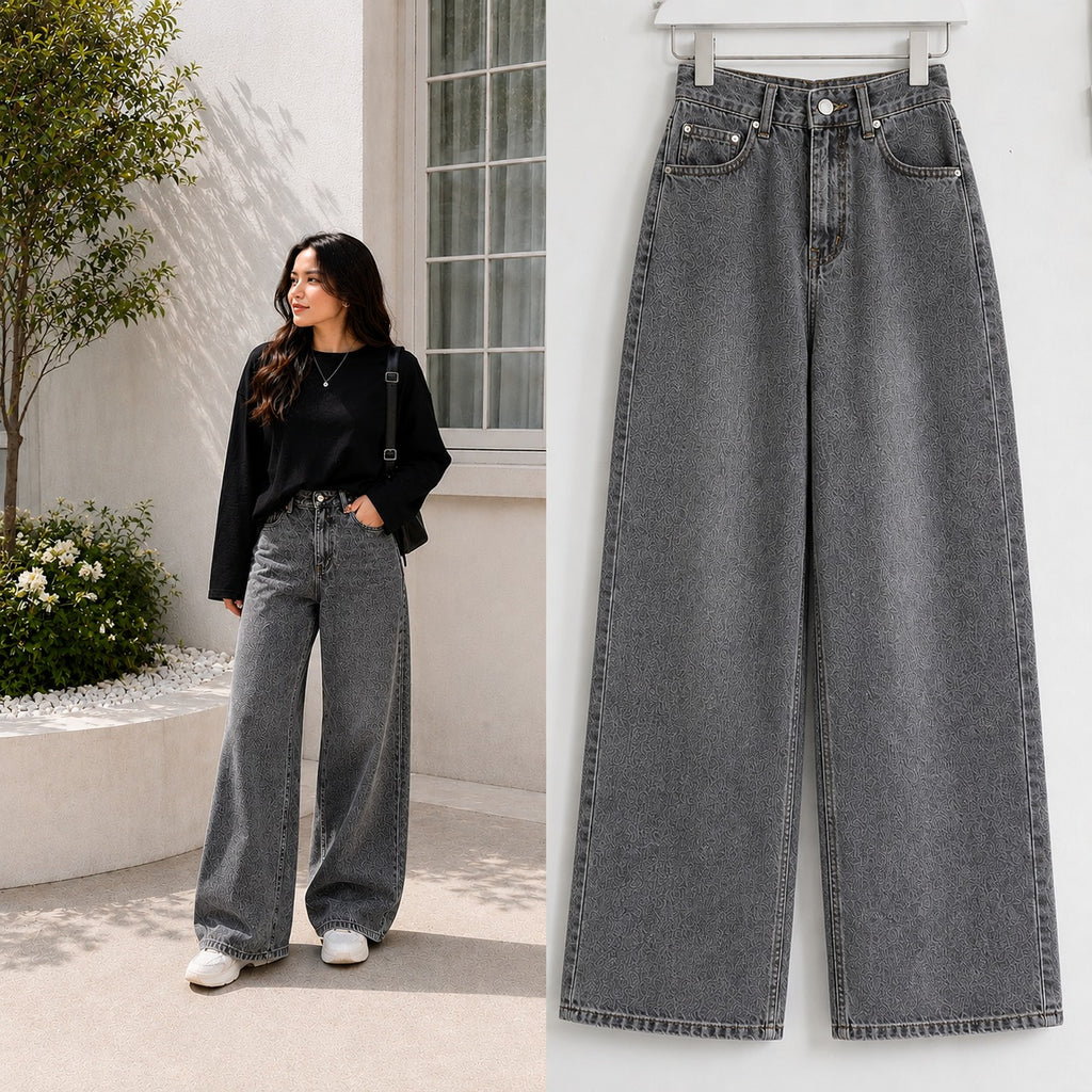 Charcoal Wide Leg Jeans