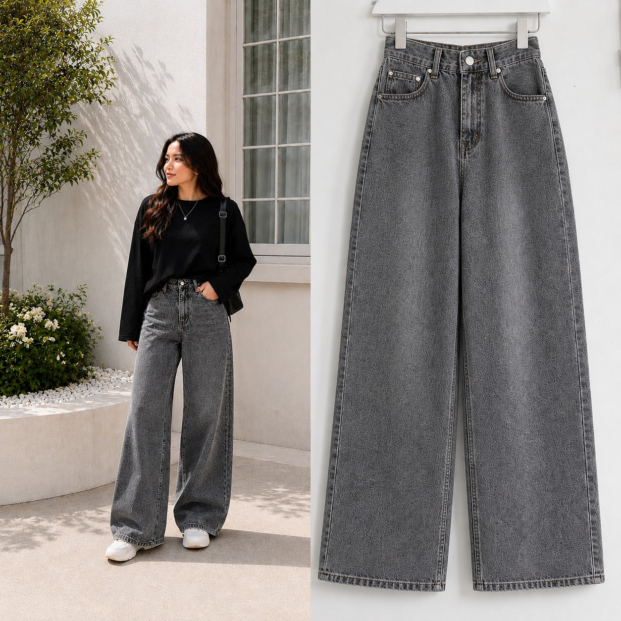 Charcoal Wide Leg Jeans