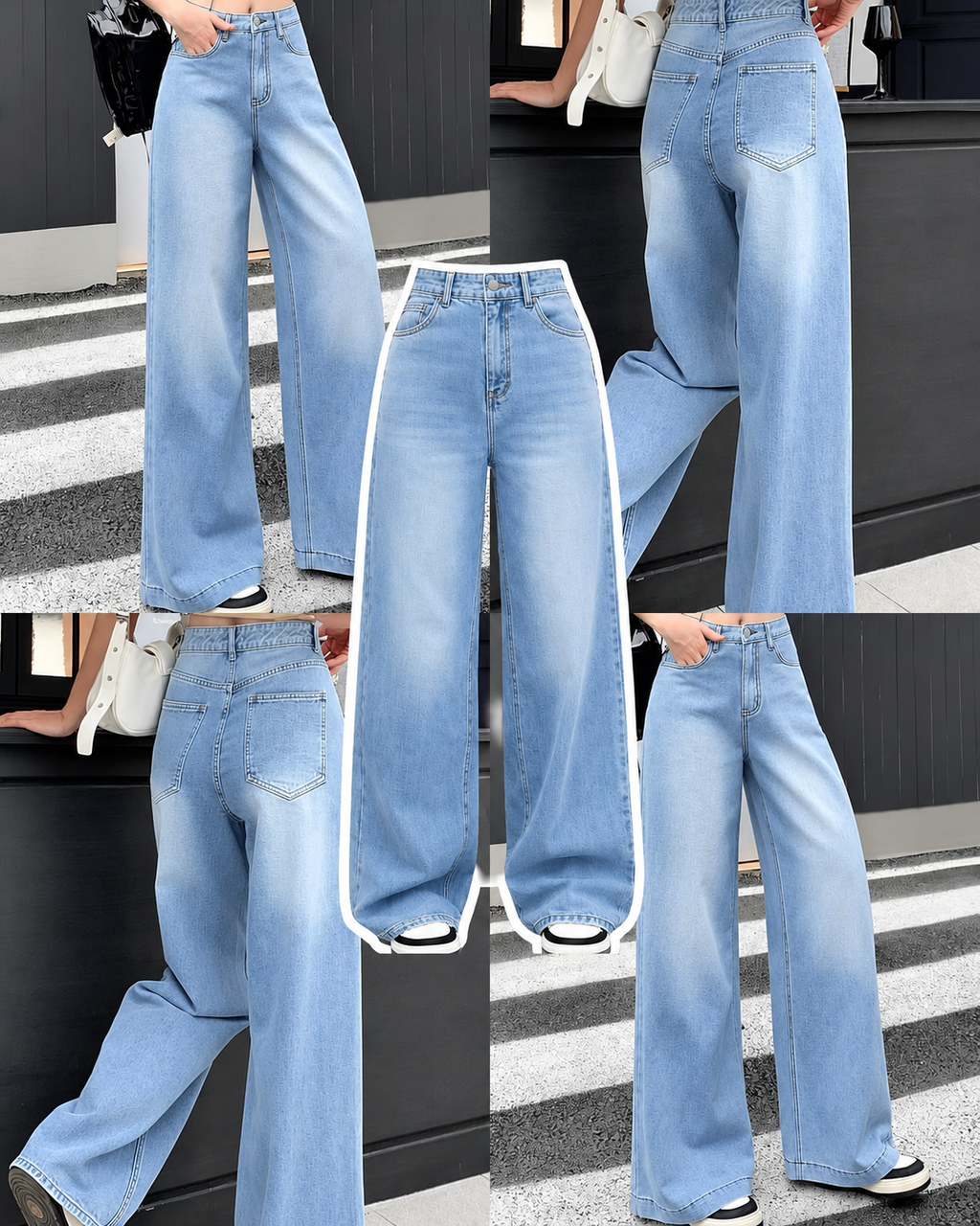 Faded Ice-Blue Baggy Jeans