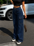 Dark-Blue Denim Cargo Jeans
