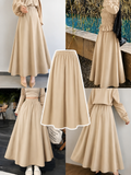 Beige Flowy Maxi Skirt