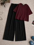 Maroon Drop T-shirt With Black Flapper Trouser