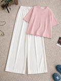 Baby-Pink Drop T-shirt With White Flapper Trouser