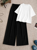 White Drop T-shirt With Black Flapper Trouser