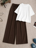 White Drop T-shirt With Brown Flapper Trouser