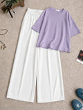 Lilac Drop T-shirt With White Flapper Trouser