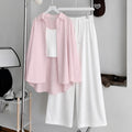 Baby-Pink Button Down ,White Inner & White Flapper Trouser