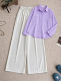 Lilac Button Down Shirt & White Flapper Trouser