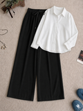 White Button Down Shirt & Black Flapper Trouser