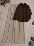 Brown Button Down Shirt With Beige Formal Pant