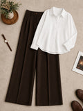 White Button Down Shirt With Brown Formal Pant