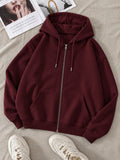Burgundy Zipper Hoodie