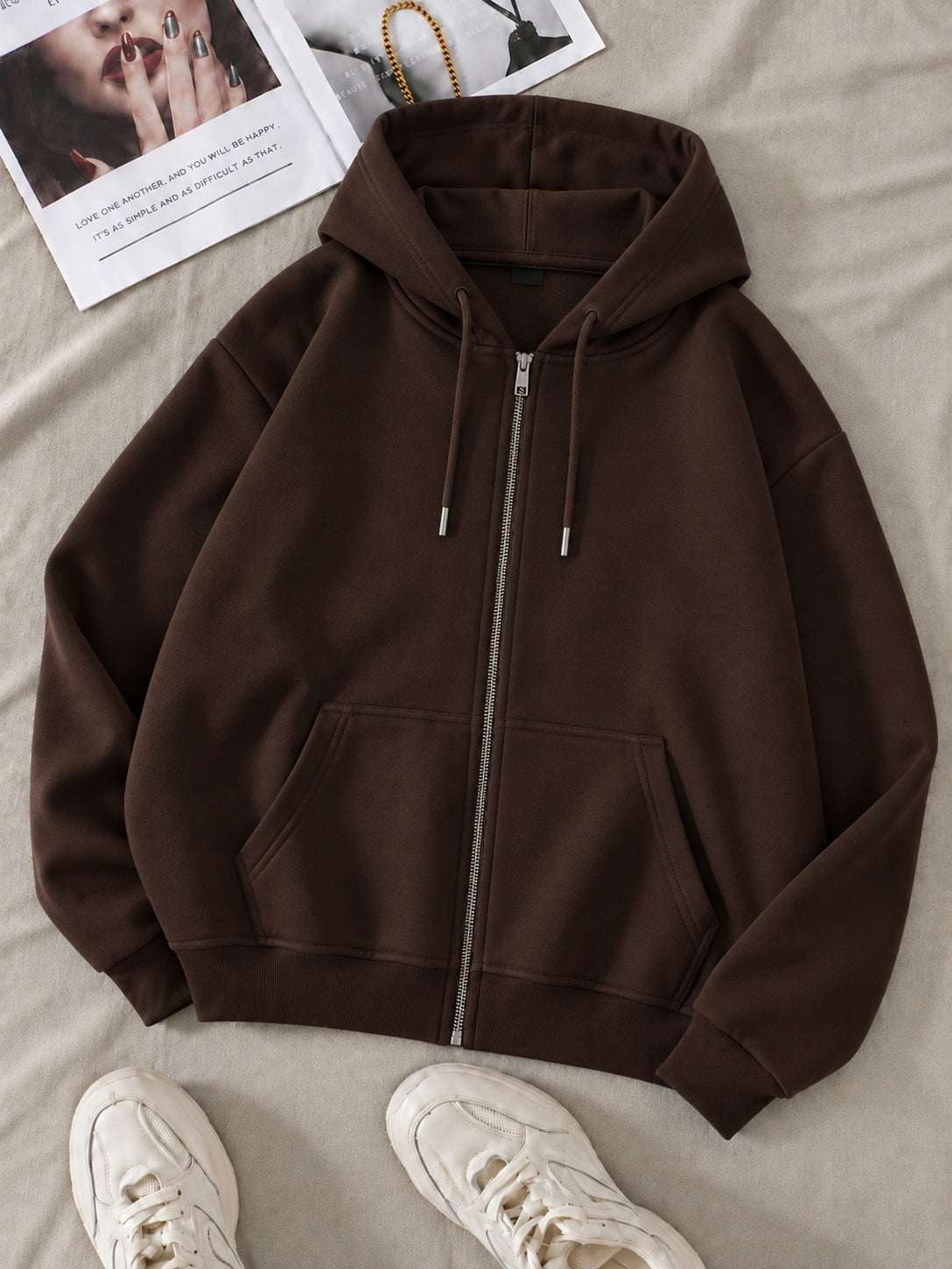 Brown Zipper Hoodie