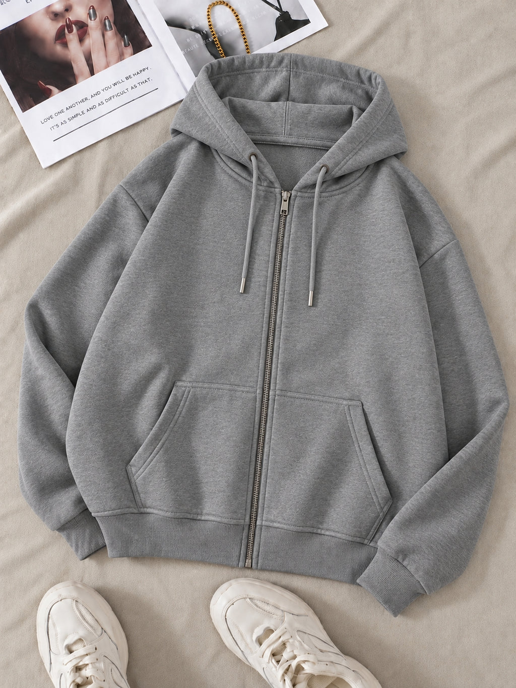 Grey Zipper Hoodie