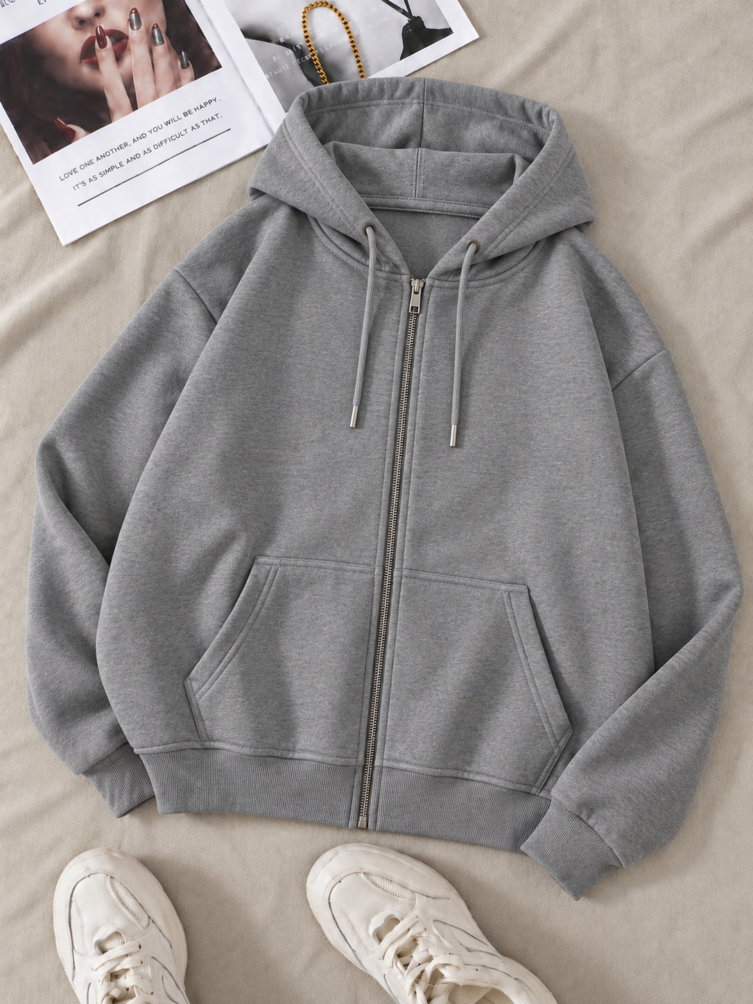 Grey Zipper Hoodie