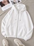 White Zipper Hoodie