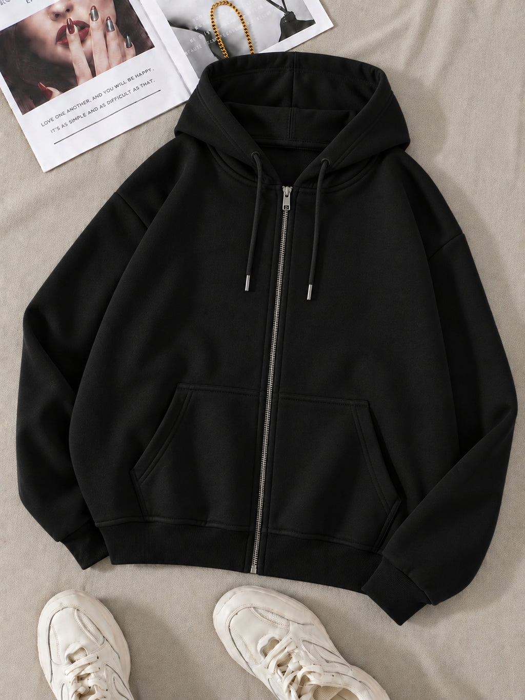 Black Zipper Hoodie