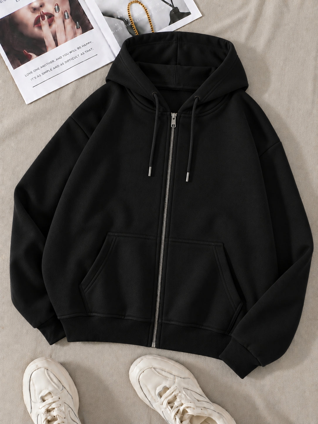 Black Zipper Hoodie