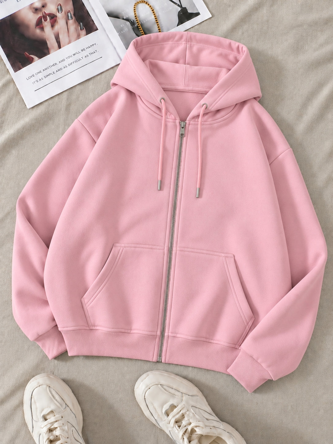 Baby Pink Zipper Hoodie