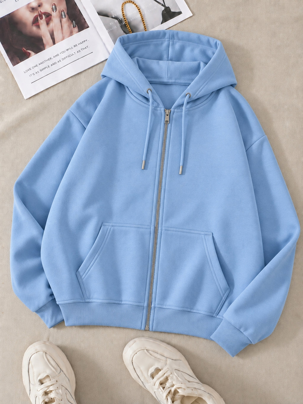 Sky Blue Zipper Hoodie