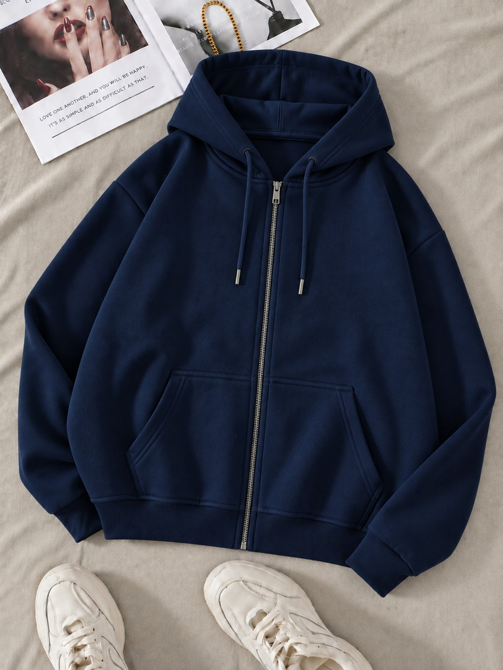 Navy Blue Zipper Hoodie