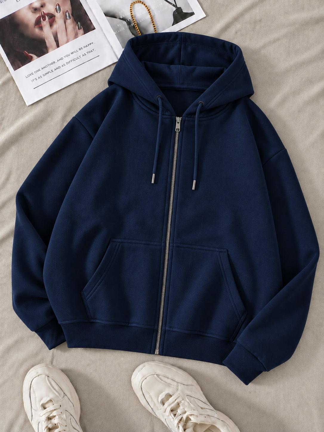 Navy Blue Zipper Hoodie