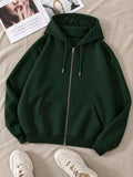 Bottle Green Zipper Hoodie