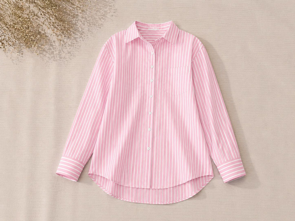 Baby-Pink Striped Button Down Shirt