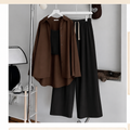 Brown Button Down , Black Inner & Black Flapper Trouser