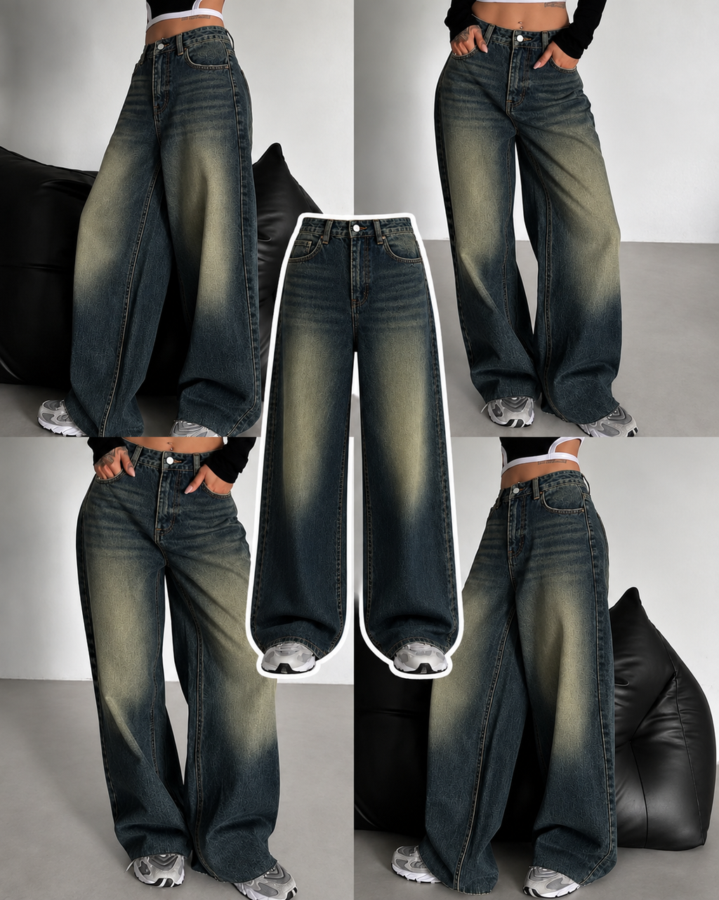 Faded Greenish Baggy Jeans