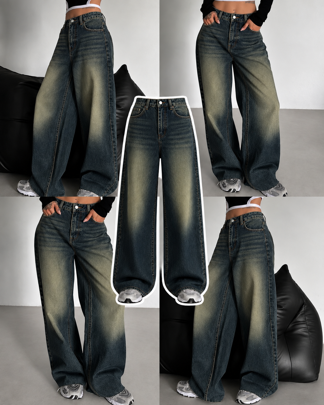 Faded Greenish Baggy Jeans